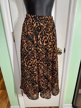 Clio Leopard Print Vintage Dopamine Leopard Head Print Midi Skirt Size M